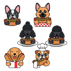 Chicago Hot Dog Vector Clipart Fast Food Graphic for T-Shirt & Logo. Classic American Street Food Illustration. Chicago Hot Dog Vector for Print & Merch Creative Food Design. Cartoon Chicago Hot Dog