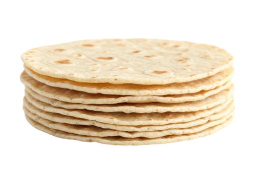 Tall stack of thin whole wheat flatbread tortillas