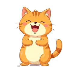 Obraz premium Cheerful cartoon orange tabby cat laughing with joy