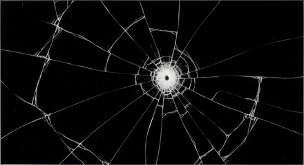 Broken glass pattern on black background for abstract art design or creative projects