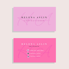 Pink pastry chef business cards