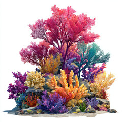 Colorful bright coral reef with tropical underwater plants