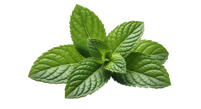 Fresh green mint leaves isolated on transparent background