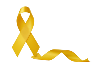 Yellow awareness ribbon with a flowing tail