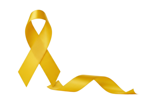 Yellow awareness ribbon with a flowing tail