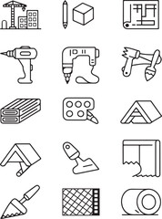 Construction and DIY Tools and Materials Icons building
