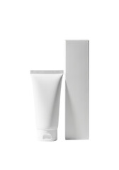 A white cosmetic tube and a white box