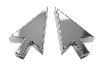 Two metallic cursor arrows side by side, representing selection and navigation