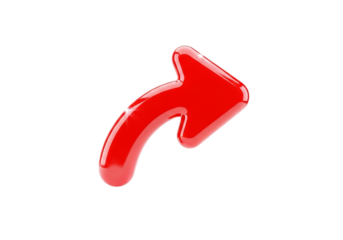 A single shiny red arrow curving upwards and to the right, signifying a positive trend or action