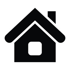 This is a simple black house icon. It represents a home, building, or real estate concept and is commonly used in websites, apps, and user interfaces to indicate a homepage or residential property.