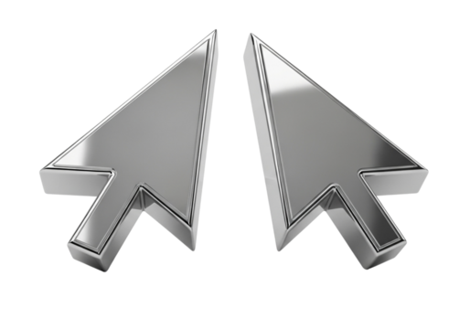 Two metallic cursor arrows side by side, representing selection and navigation