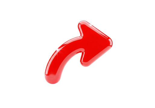 A single shiny red arrow curving upwards and to the right, signifying a positive trend or action - Powered by Adobe
