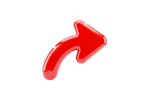 A single shiny red arrow curving upwards and to the right, signifying a positive trend or action