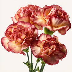 Carnation flower bouquet with red and cream petals
