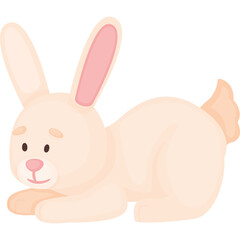 Obraz premium Cute Bunny Rabbit Lying Down Soft Peach Fur Pink Ears and Tail on Transparent Background Studio Lighting
