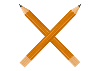 Two sharpened pencils crossed forming an x shape