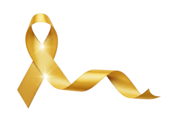 Shiny golden ribbon, symbol of awareness and support