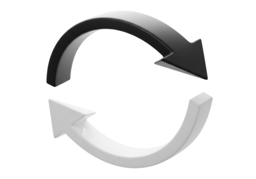 Black and white curved arrows forming a circle, representing rotation or exchange