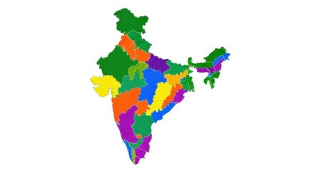 Obraz premium Colorful map of india showing its states and union territories