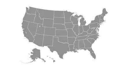 Gray outline map of the united states of america
