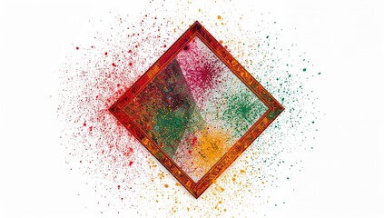 Vibrant festival of colors explosion with mirror and colorful powder splatter for holi celebration and artistic decor