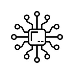 Quantum chip illustration with interconnected nodes, showcasing advanced technology and innovation in computing, representing the future of quantum computing and its potential applications