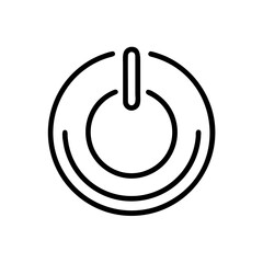 Power button symbol in a circular design, representing technology and energy, set against a clean white background, ideal for digital and graphic design applications