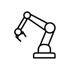 Robot arm with articulated joints and a sleek design, showcasing advanced technology and precision engineering in a modern industrial setting with copy space