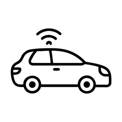 Self-driving car illustration with wireless signals, showcasing advanced technology and innovation in automotive design, emphasizing the future of transportation and smart vehicles