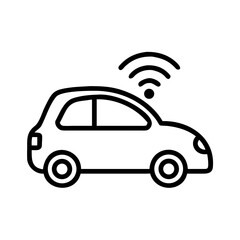 Smart car illustration showcasing innovative technology, featuring wireless connectivity symbols and a sleek design, representing the future of automotive transportation and smart mobility solutions