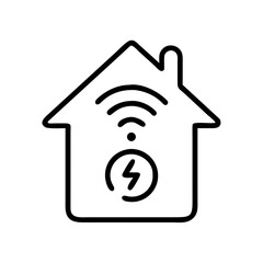 Smart home technology concept with wireless signal icon, showcasing modern connectivity and automation in a minimalist design with clean lines and a contemporary aesthetic