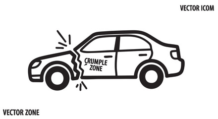 Fototapeta premium 8. Crumple zone car impact outline icon vector 