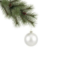 Elegant festive ornament on evergreen branch creating a magical holiday atmosphere