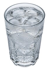 Refreshing cold beverage with ice cubes in clear glass for summer hydration and chilled drink concept