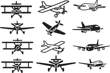 Collection of airplane illustrations in various styles and perspectives © Nizam
