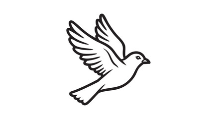 Obraz premium Bird flying with spread wings outline icon vector 