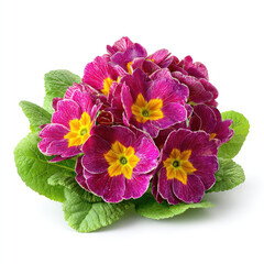 Colorful primrose flower bush with fresh green leaves and vibrant