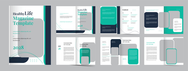 Healthy life magazine template modern health & wellness layout design