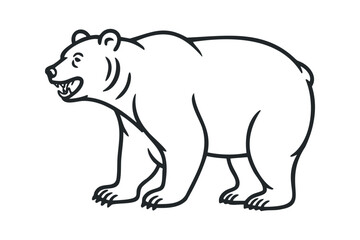 Fototapeta premium Outline of a Walking Bear with Open Mouth