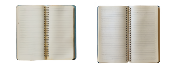 Two open vintage address books with blank pages