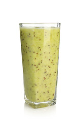 Yummy smoothie in glass isolated on white