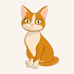 cat colored cartoon isolated sitting vector flat