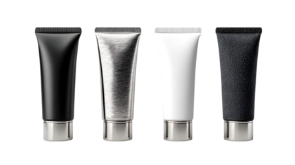 Four blank tubes of cream or lotion product