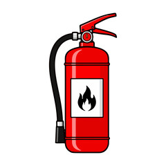 Red fire extinguisher icon symbolizing safety and fire prevention, depicting a crucial tool for emergencies