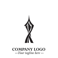 Tower Logo Symbol in Black on the White Background with Simple Modern Architecture Design