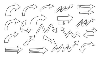 Hand-Drawn Grunge Arrows and Doodle Icons – Chalk, Crayon, and Sketch Vector Set.