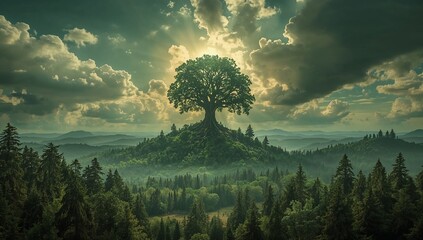 Concept of gaia benevolence embracing earth harmony