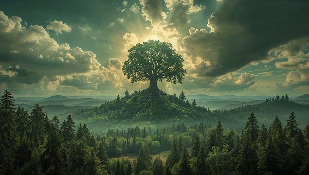 Concept of gaia benevolence embracing earth harmony