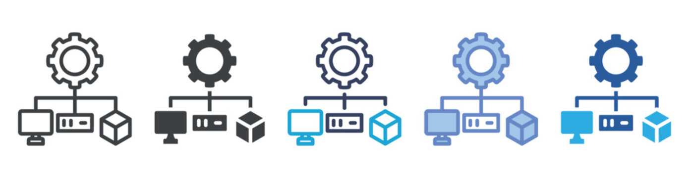 IT Infrastructure icon set multiple style collection
