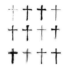 Fototapeta premium Cross icon, religion christian grung texture symbol of faith vector illustration